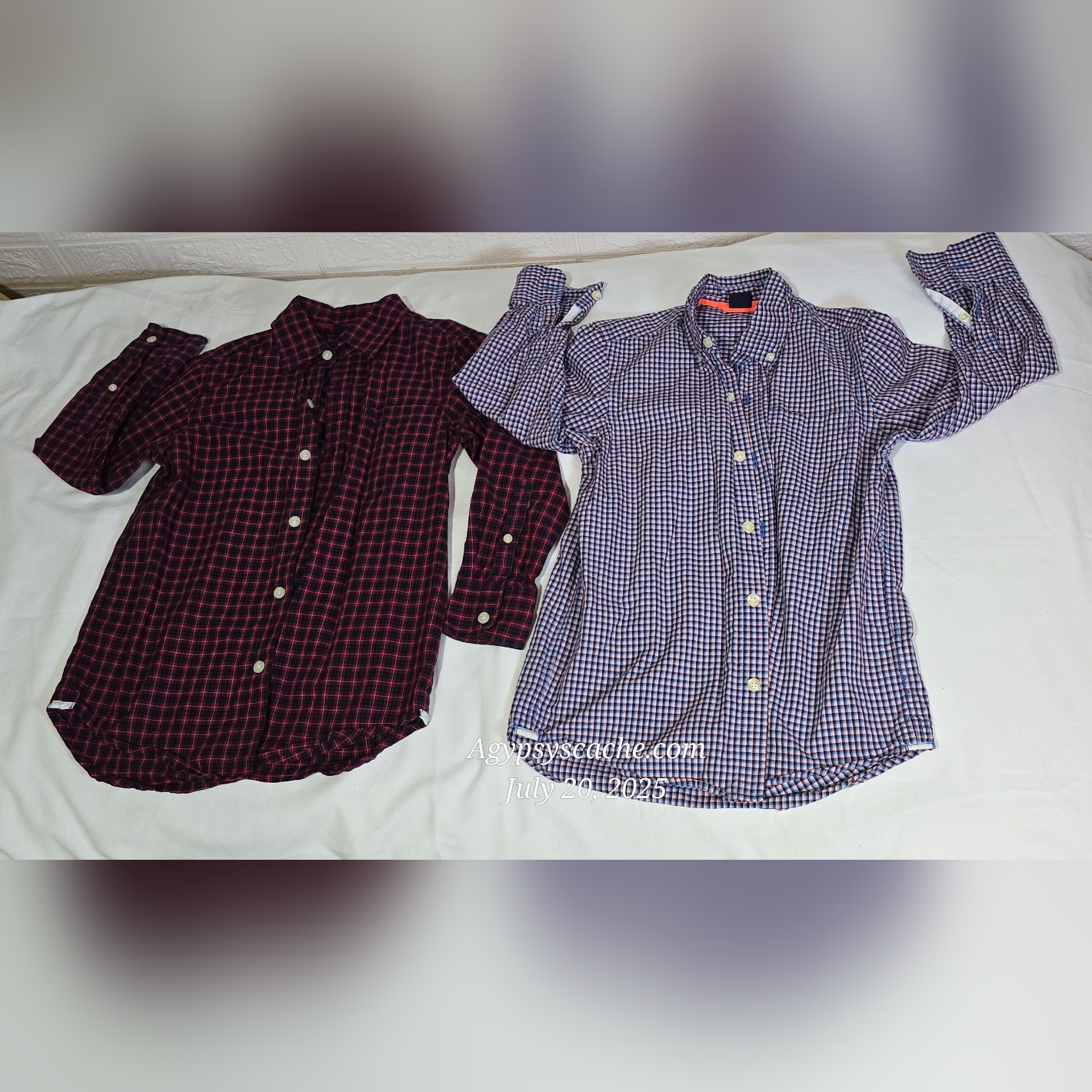 Gap Boys Red And Blue Button Down Shirts Casual Cotton Blend, Sz 6/7